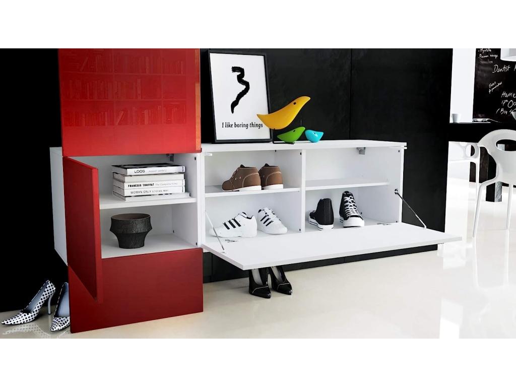 Vestiaire mat blanc panneau en Graphite satiné Mat 156x193x35 cm TYMG60997