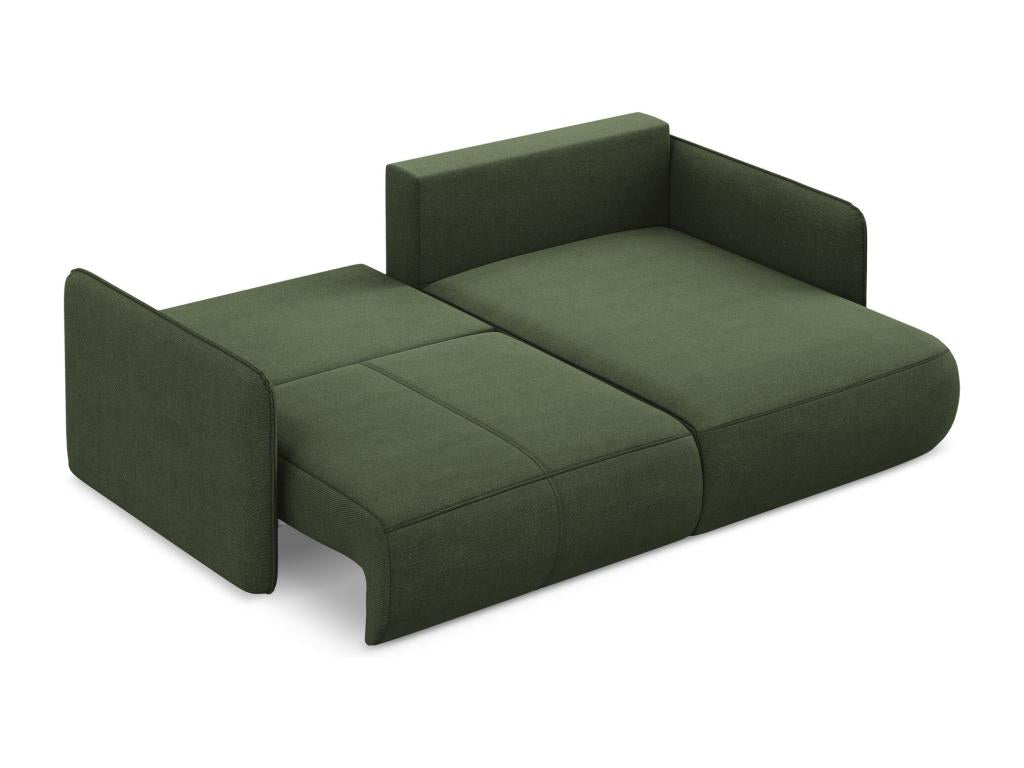 Canapé d'angle 2,5 places droit convertible en tissu texturé - olive - Chezlova CEZX57838