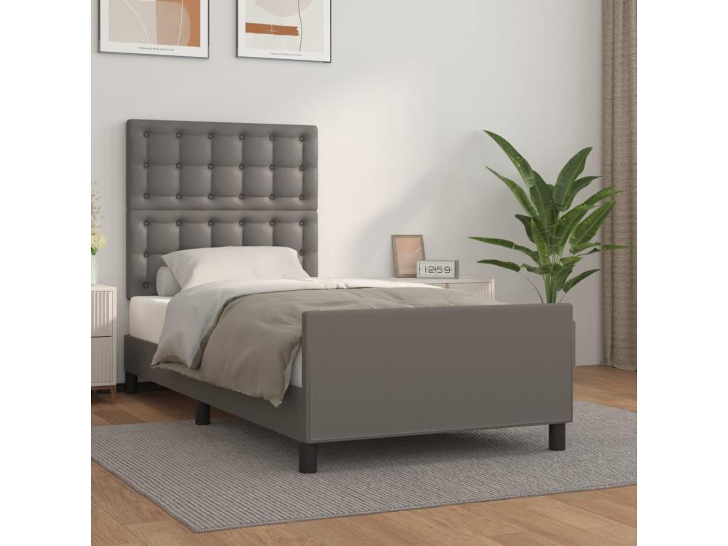 Cadre de lit sans matelas gris 90x200 cm similicuir TEUK92810
