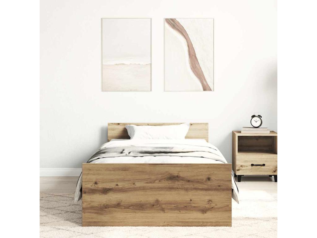 Cadre de lit sans matelas chêne artisanal 90x190 cm VVYH06967