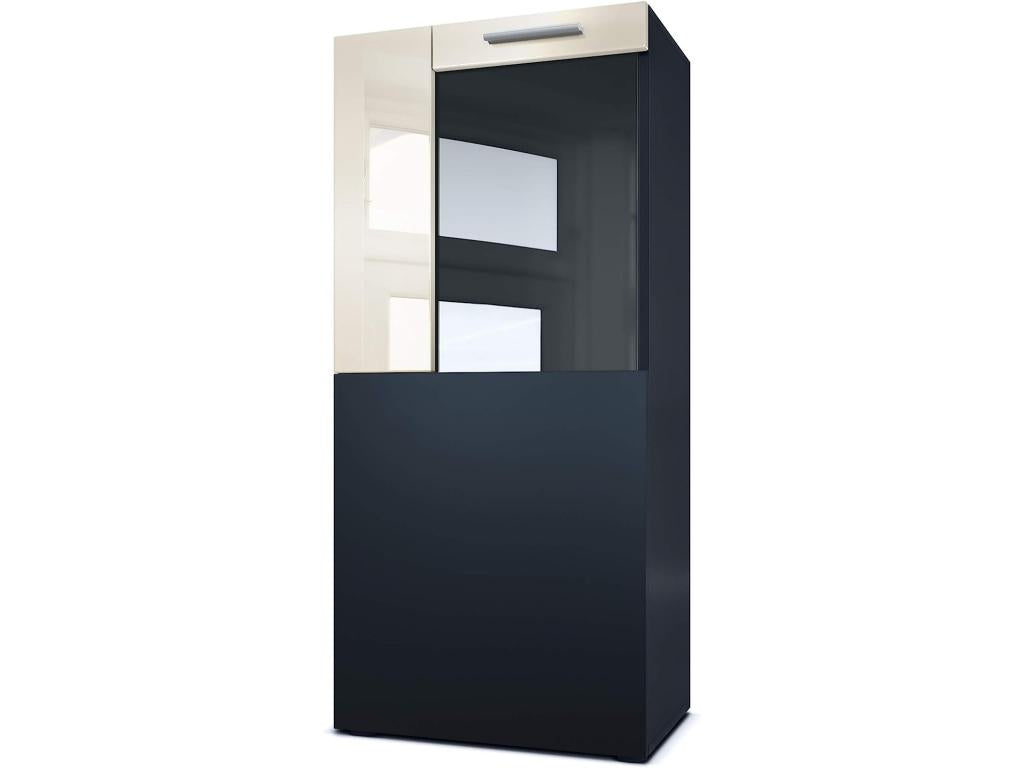 Vitrine Corps En Noir Mat/façades En Noir Mat Avec Une Bordure En Crème Haute Brillance WRCJ24358