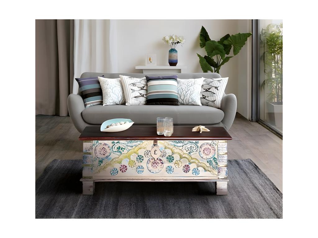 Coffre en manguier multiCouleure MULTICouleur.Giner y Colomer.45x40x116 HEQE53602