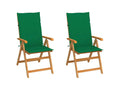 Chaises de jardin 2 pcs avec coussins vert Bois de teck massif 7 HNTD37868