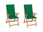 Chaises de jardin 2 pcs avec coussins vert Bois de teck massif 7 HNTD37868