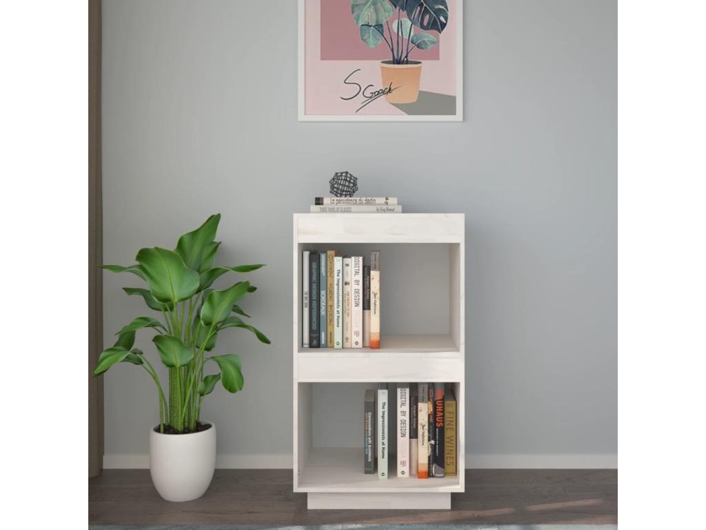 Bibliothèque Blanc 40x35x71 Bois de pin massif JVZY05977