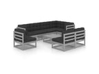 Salon de jardin 9 pcs avec coussins Bois de pin massif 80 NHFU40245