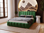 Lit rembourré avec rangement - 120x200 - lit double - velours - vert - Chezlova EQMW99615