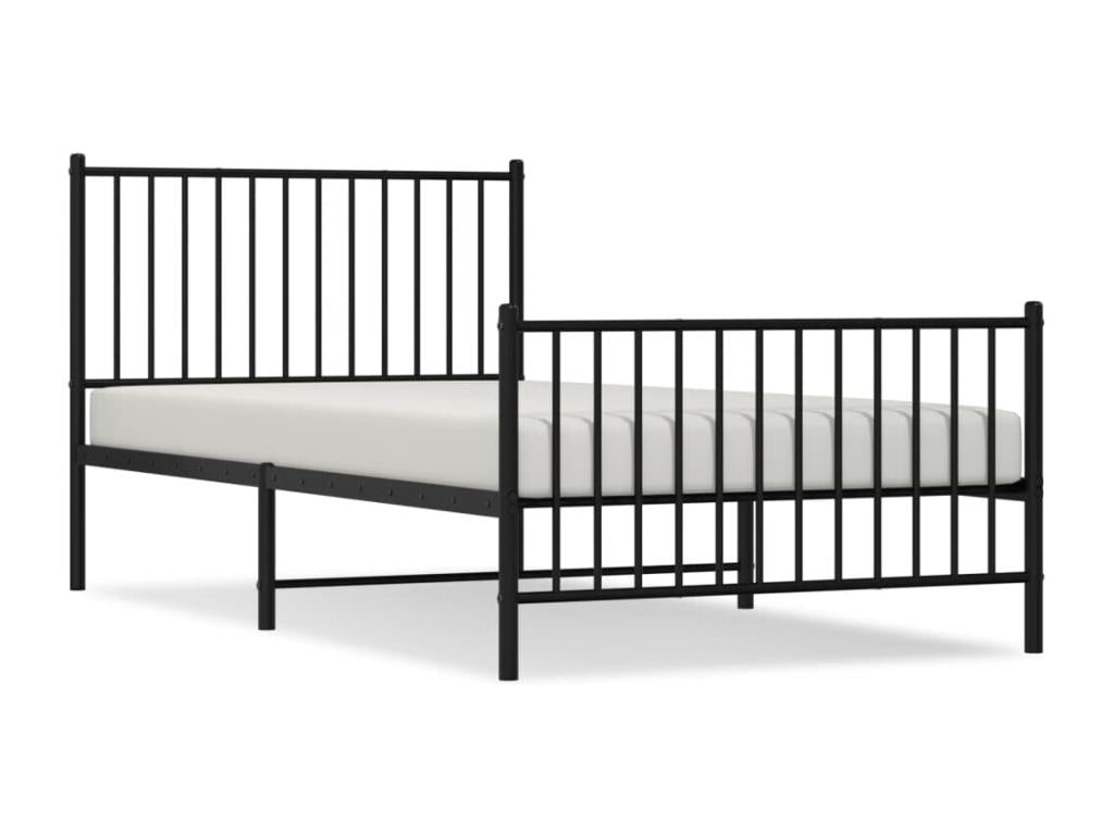 Cadre de lit métal avec tête de lit-pied de lit noir 100x200 VOOC79265