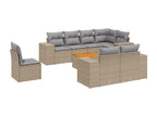 Salon de jardin avec coussins 9 pcs beige résine tressée PLBT39296