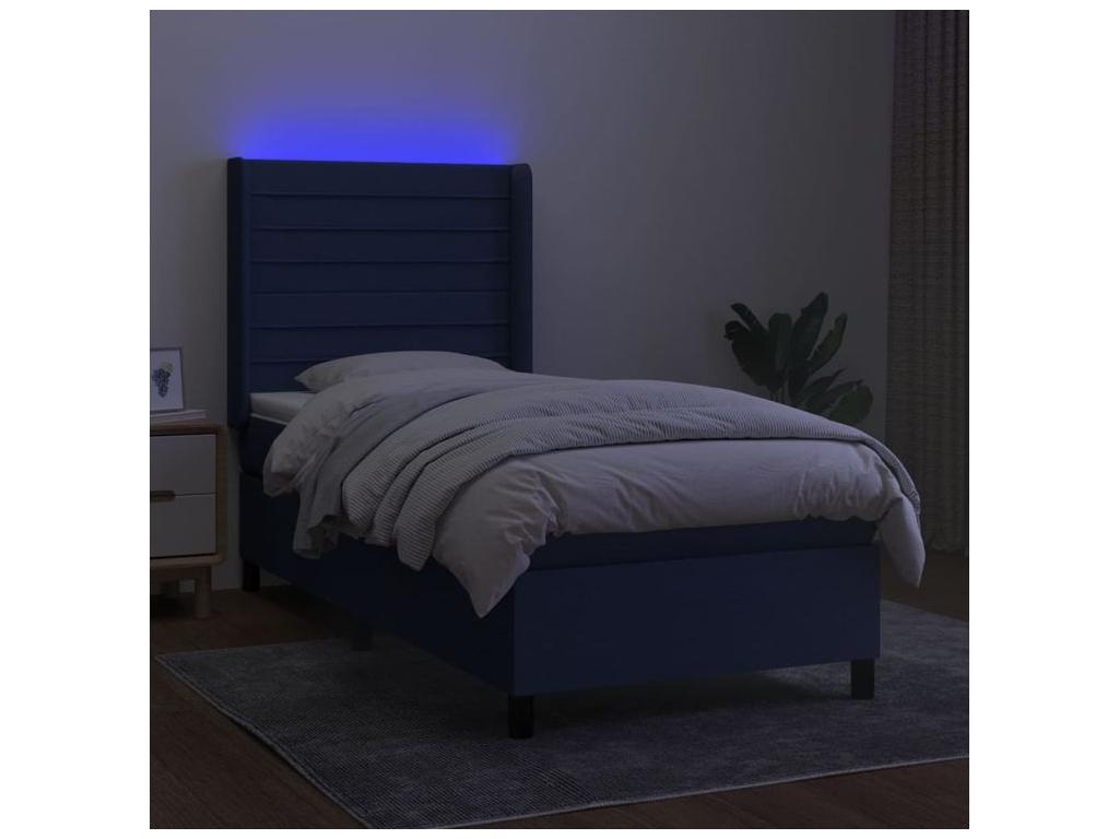 Sommier à Chezlova de lit matelas et LED Bleu 100x200 Tissu OINI68470