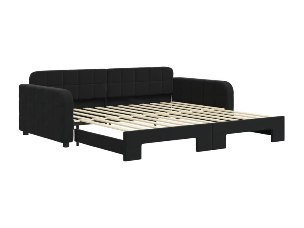 Lit de jour avec gigogne sans matelas noir 100x200 cm UQOZ31376