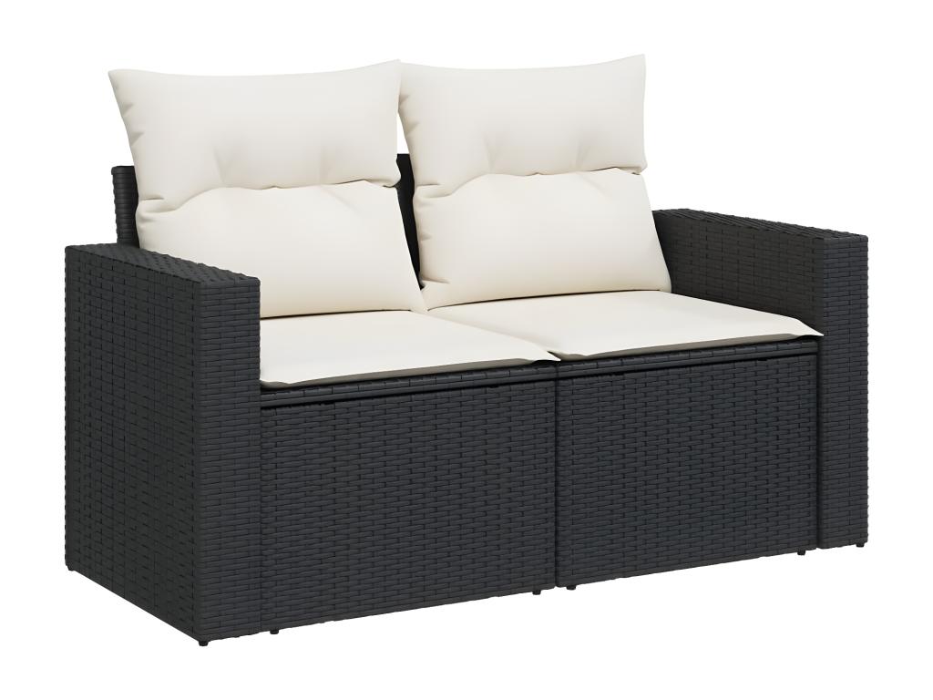 Salon de jardin 6 pcs avec coussins noir résine tressée YTSI97443