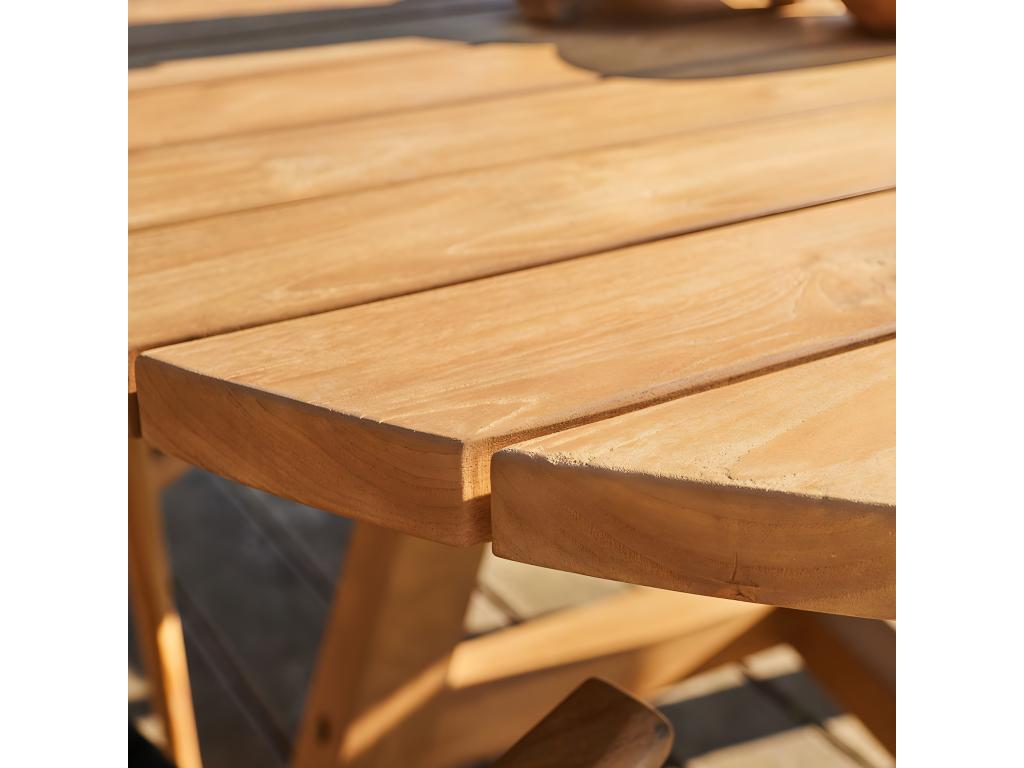 Table de jardin en teck recyclé massif ronde 6 places YXCE93767