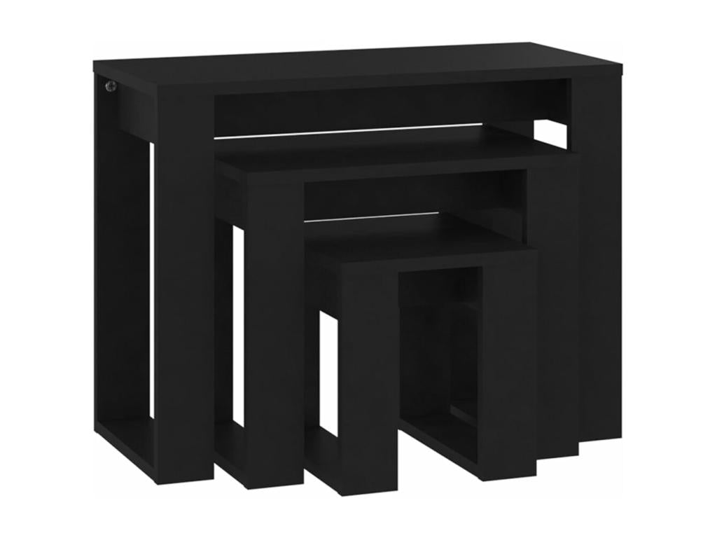 Tables gigognes 3 pièces Noir Bois d'ingénierie JBHB35829