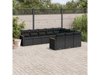 Salon de jardin 10 pcs avec coussins noir résine tressée HLJW85845