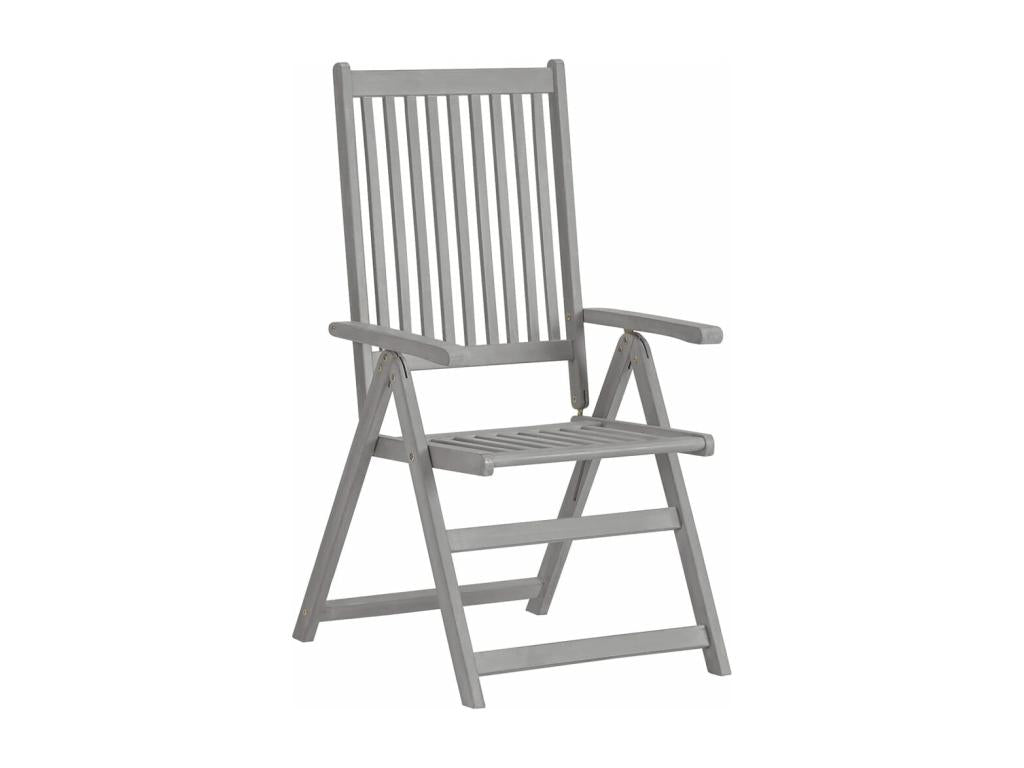 Chaises inclinables de jardin 3 pièces Gris Bois solide d'Artigeo LFXO60619