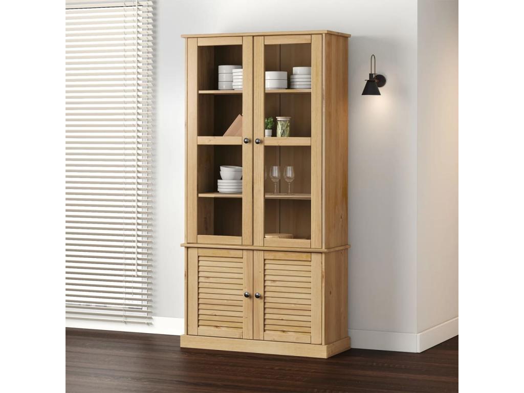 Vitrine en verre Chezlova 85x35x170 cm bois massif de pin UFGT99461