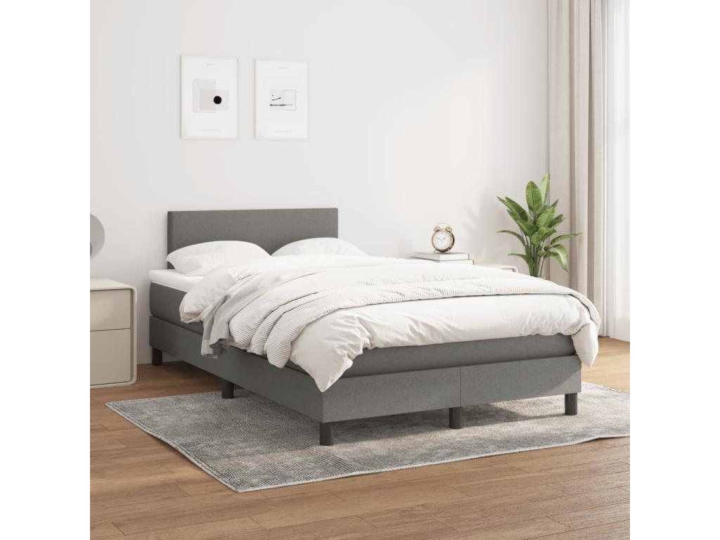 Sommier à Artigeo de lit avec matelas gris foncé 120x190 tissu NIRI48207