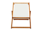 Chaise pliable de plage bois d'eucalyptus et tissu blanc crème QGIQ80149