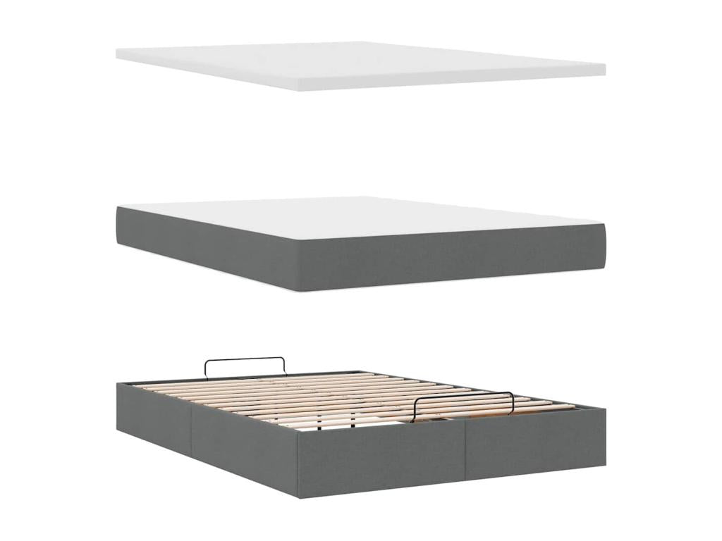 Cadre de lit ottoman avec matelas gris foncé 140x200 cm tissu PMJS97944