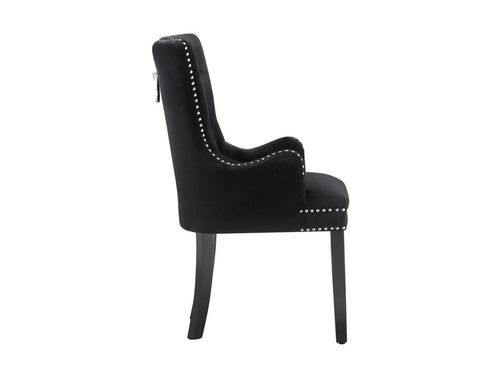 Artigeo - Lot de 6 Chaises Capitonnées en Velours - Avec Accoudoirs - Pieds en Bois - Noir RMOG73919