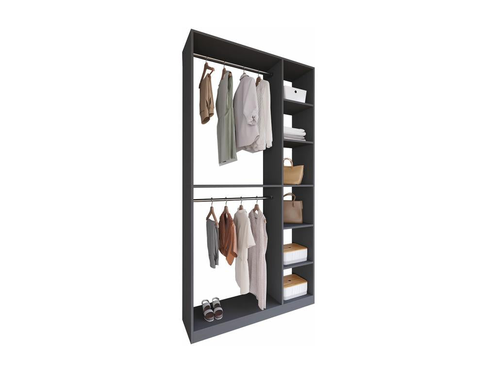 Chezlova bois armoire ouverte walk-in penderie barre de penderie Palosa XL anthracite RFDH47718