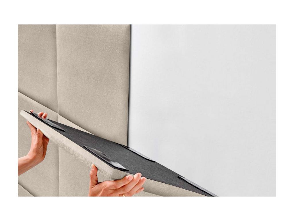 Chezlova Tête de lit tapissée en tissu Aqualine composée de panneaux de lit autocollants interchangeables pour chambre de luxe Beige 135 cm LFTM66184
