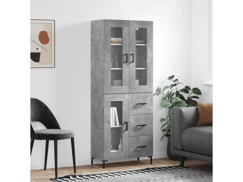 Buffet haut Gris béton 69,5x34x180 cm Bois d'ingénierie RENZ89987
