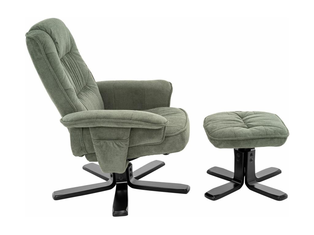 Chezlova Fauteuil de Relaxation Chezlova avec Repose-Pieds pouf siège pivotant et dossier inclinable en tissu vert/noir TFIR79947
