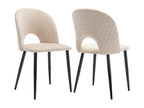 Lot de 2 chaises en velours - pieds réglables en métal - avec dossier - beige XWAO73135