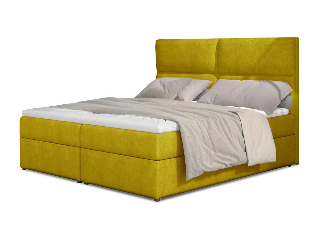 Lit continental capitonné tissu jaune Artigeo-180x200 MPMK58382