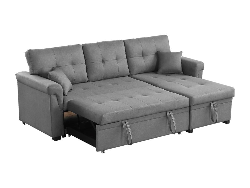 Canapé d'angle convertible 4 places gris clair Chezlova KRLP64661