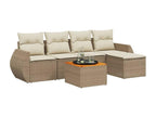 Salon de jardin avec coussins 6 pcs beige résine tressée PQKX74911