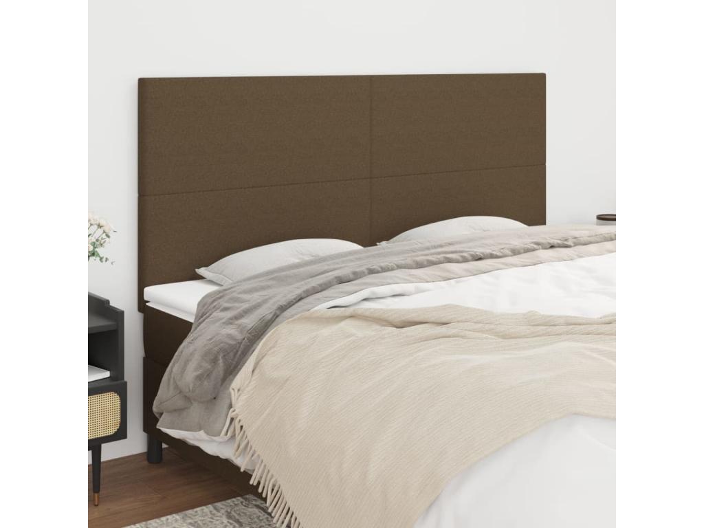 Tête de lit 4 pièces Marron foncé 100x5x78/88 cm Tissu QRBJ51927