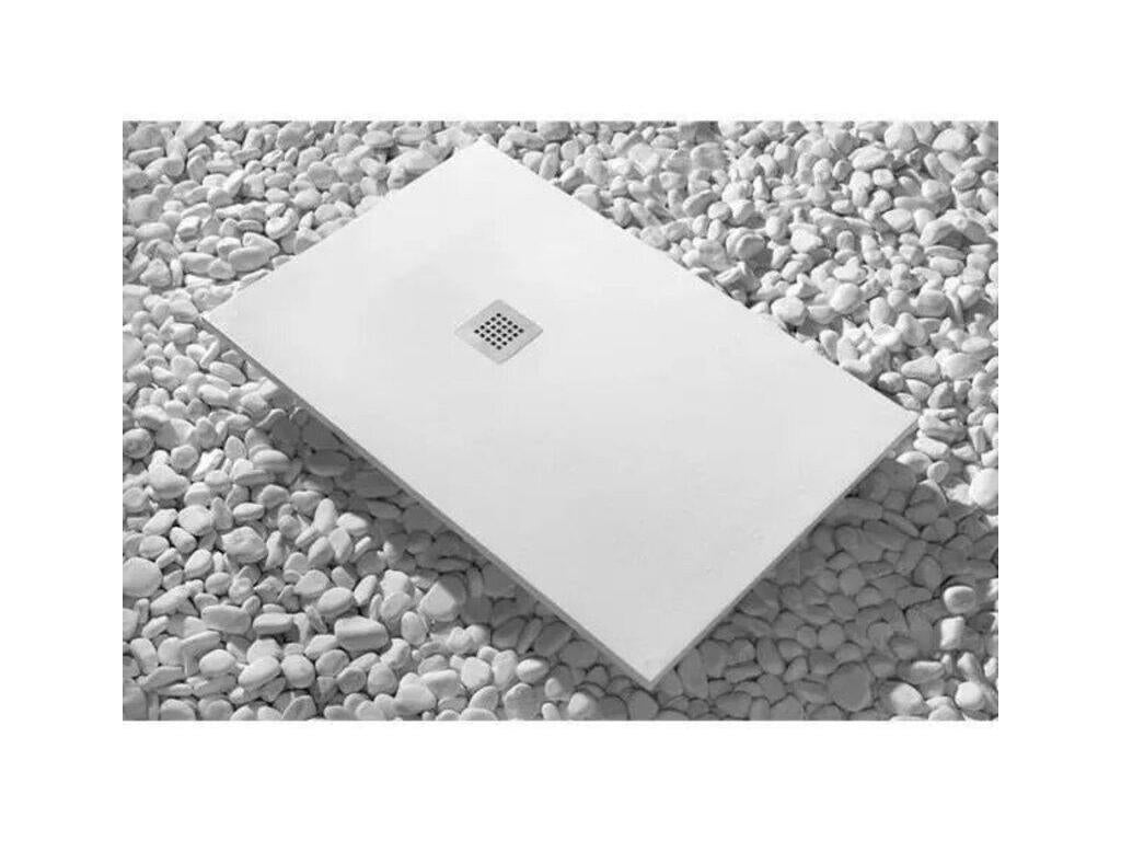 Receveur de Douche 200x120 cm Chezlova Slim Blanc en Résine Synthétique et Poudre de Marbre Avec Drain Libre ASWP56060