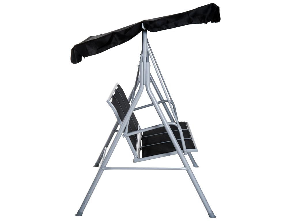 Balancelle de jardin 3 places grand confort toit imperméabilisé inclinaison réglable assise et dossier ergonomique acier textile noir KYKX84235