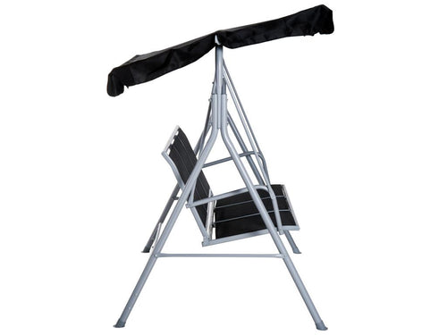 Balancelle de jardin 3 places grand confort toit imperméabilisé inclinaison réglable assise et dossier ergonomique acier textile noir KYKX84235