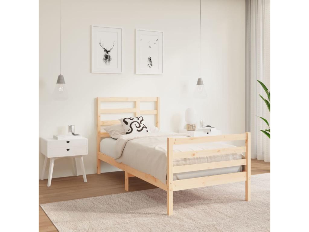 Cadre de lit Bois massif 75x190 cm Petit simple OHQV56422