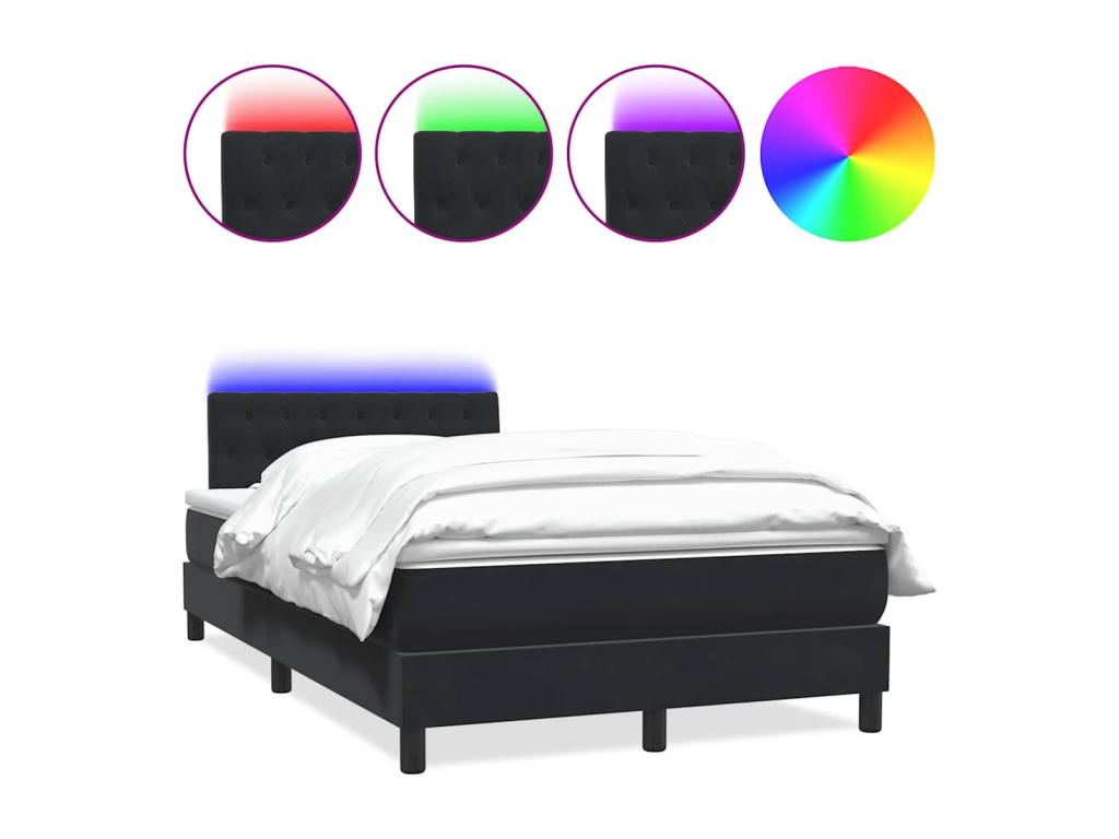 Sommier à décohaute de lit avec matelas noir 120x220 cm velours KYCA65333