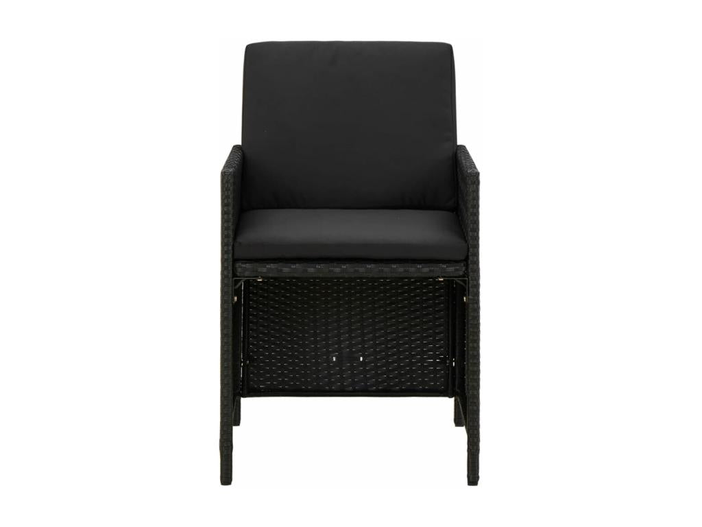 Ensemble à manger de jardin coussins 9pcs Résine tressée Noir AFSJ64900