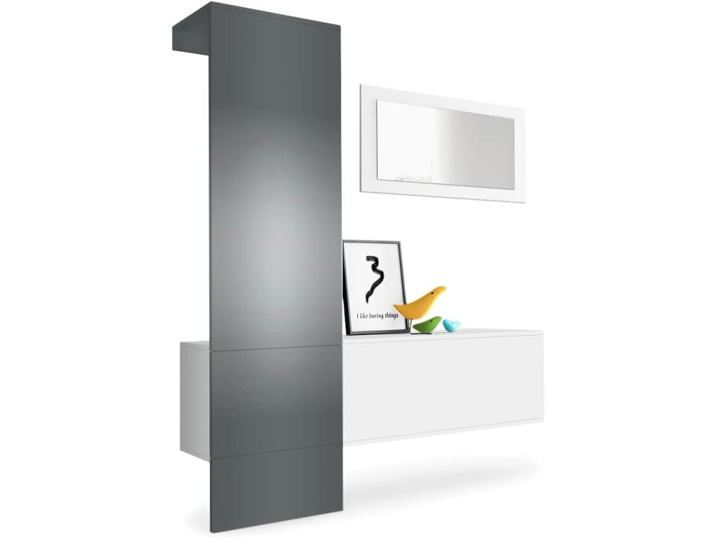 Vestiaire mat blanc panneau en Graphite satiné Mat 156x193x35 cm TYMG60997